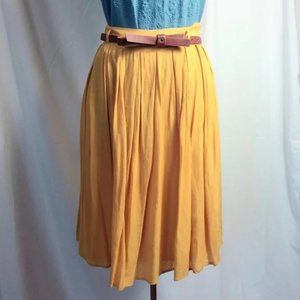 Comme Toi Skirt Midi Mustard Yellow Pockets Belt Modcloth